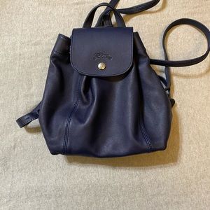 longchamp leather backpack/navy